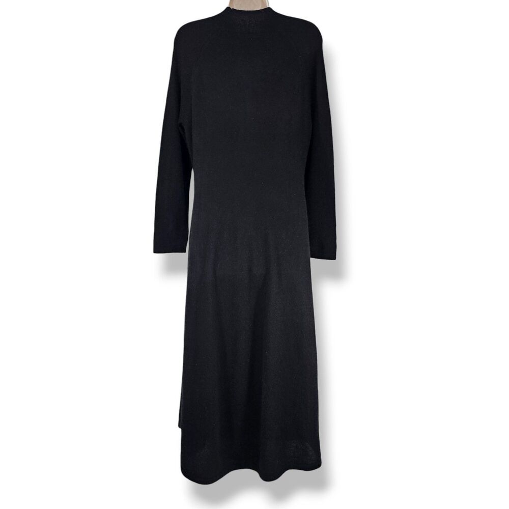 C by Bloomingdale's Cashmere Mock Neck Dress Fit & Flare Black Sweater Dress L - Picture 3 of 5